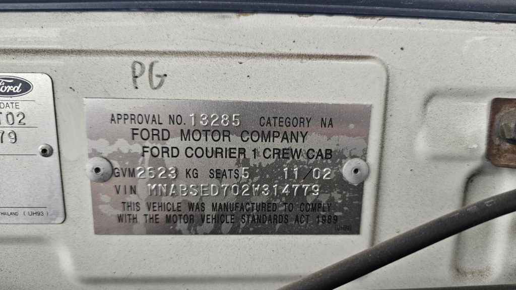 Car Wreckers - Ford Courier 2002 White Auto Petrol