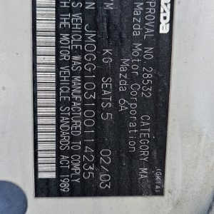 Car Wreckers - Mazda 6 2003 Gold Auto Petrol