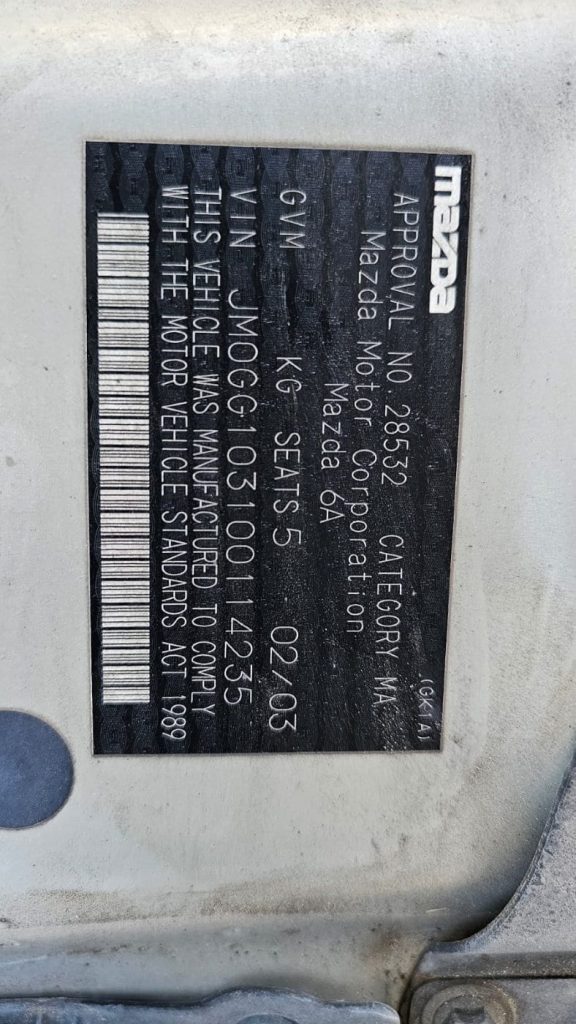 Car Wreckers - Mazda 6 2003 Gold Auto Petrol