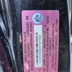 Car Wreckers - Nissan Elgrand 2003 Black Auto Petrol