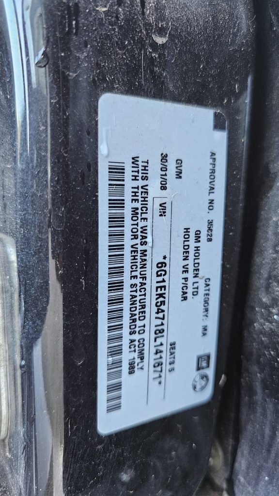 Car Wreckers - Holden Commodore VE 2008 Black Auto Petrol