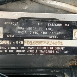 Car Wreckers - Honda Civic 2008 Silver Auto Petrol