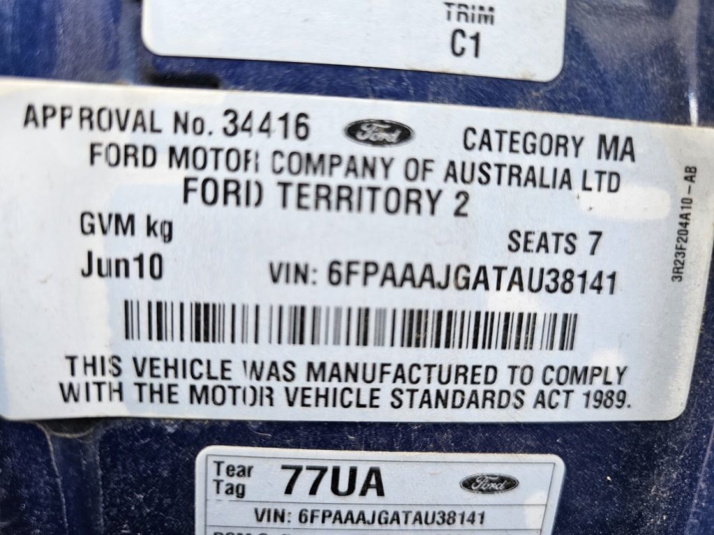 Car Wreckers - Ford Territory 2010 Blue Auto Petrol