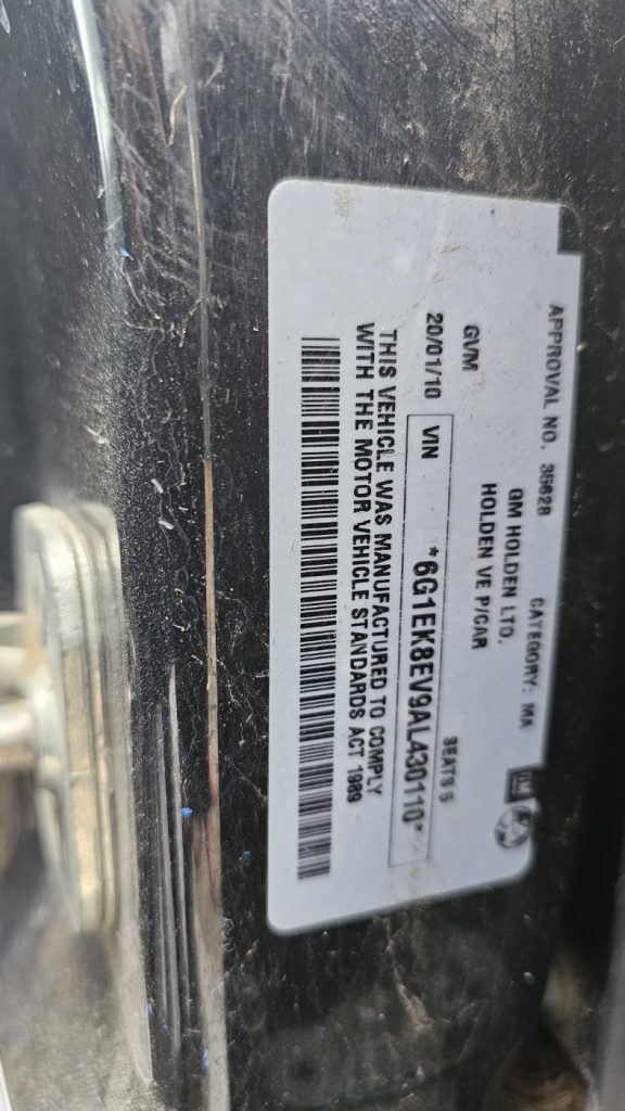 Car Wreckers - Holden Commodore VE 2010 Black Auto Petrol