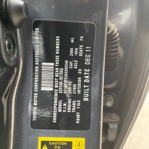 Toyota Camry 2011 ASV50R Atara 2.5L 2AR-FE DOHC 16v Petrol 4cyl 135kW Sedan FWD