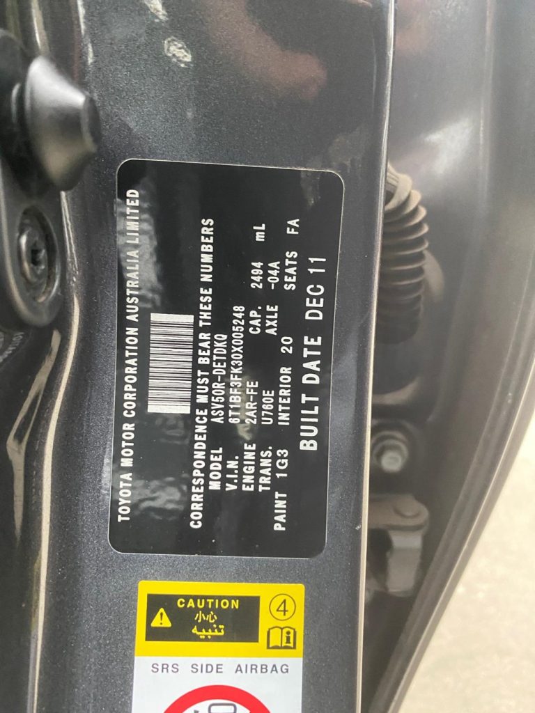 Toyota Camry 2011 ASV50R Atara 2.5L 2AR-FE DOHC 16v Petrol 4cyl 135kW Sedan FWD