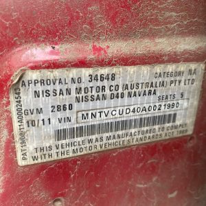 Car Wreckers - Nissan Navara 2011 Red Manual Diesel