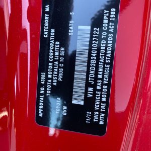 Car Wreckers - Toyota Prius 2012 Red Auto Petrol/Electric