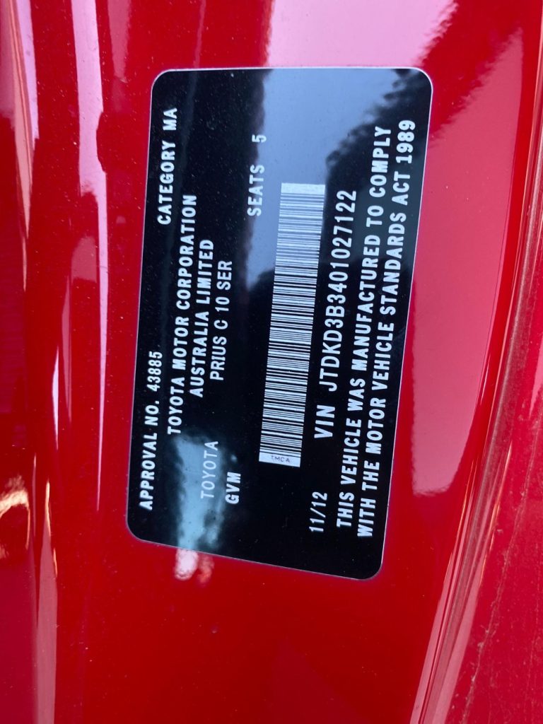 Car Wreckers - Toyota Prius 2012 Red Auto Petrol/Electric