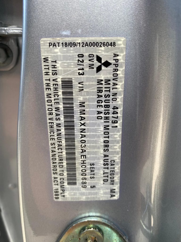 Car Wreckers - Mitsubishi Mirage 2012 Silver Auto Petrol