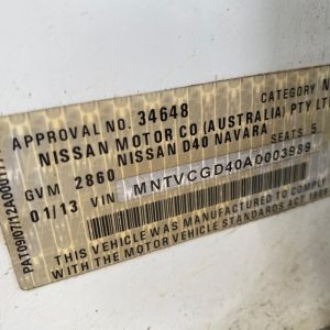 Car Wreckers - Nissan Navara 2012 White Auto Diesel