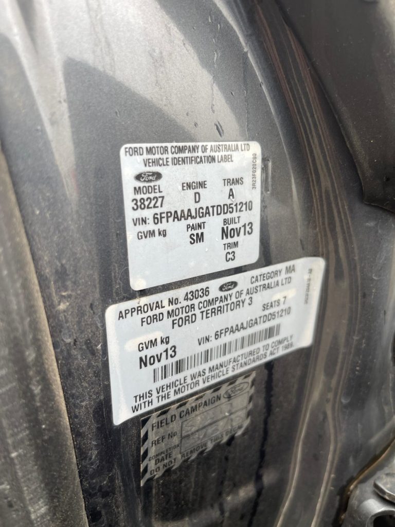 Car Wreckers - Ford Territory 2013 Grey Auto Diesel