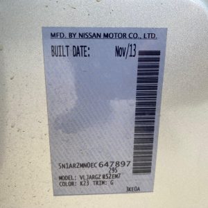 Car Wreckers - Nissan Pathfinder 2013 Silver Auto Petrol