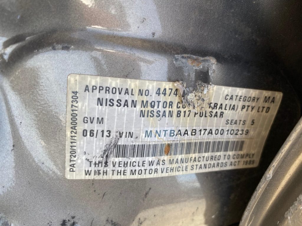 Car Wreckers - Nissan Pulsar 2013 Grey Auto Petrol
