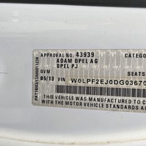 Car Wreckers - Opel Astra 2013 White Auto Petrol