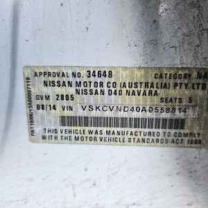 Car Wreckers - Nissan Navara 2014 White Manual Diesel