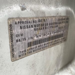 Car Wreckers - Nissan Pulsar 2015 White Auto Petrol