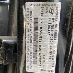 Hyundai Sonata 2016 LF VII 2.0L G4KH Euro 4 DOHC 16v Turbo Petrol Direct Inj. 4cyl 180kW Sedan FWD