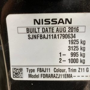 Car Wreckers - Nissan Qashqai 2016 Black Auto Petrol