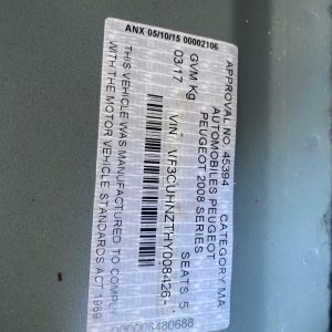 Car Wreckers - Peugeot 2008 2017 Blue Auto Petrol