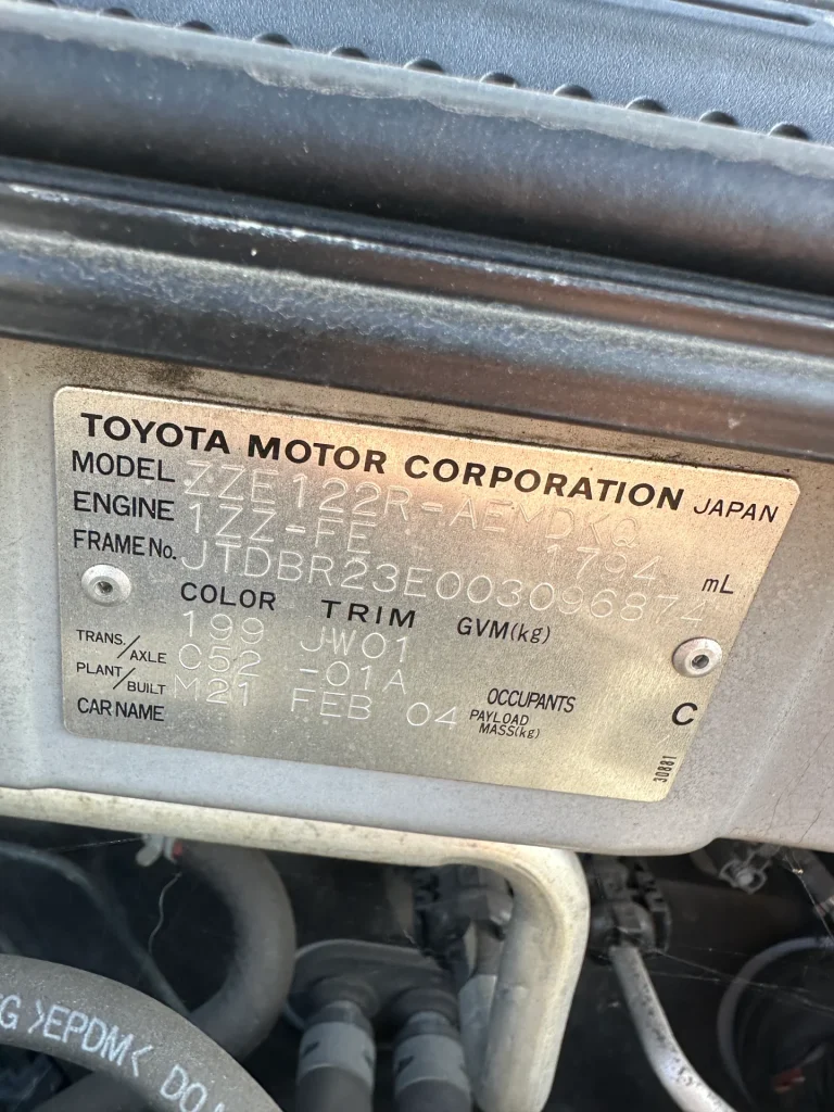 Toyota Corolla 2004 Silver Manual Petrol