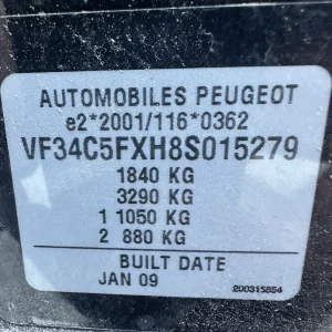 Peugeot 308 2009 Black Manual Petrol