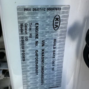 Kia Rio 2012 White Auto Petrol