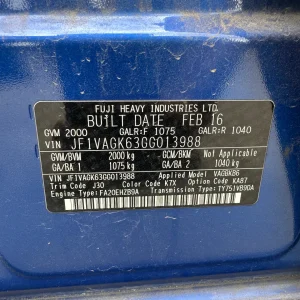 Subaru Wrx 2016 Blue Man Petrol