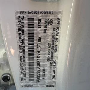 LDV D90 2021 White Auto Diesel