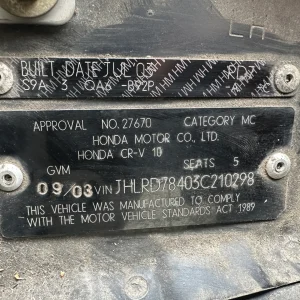 Honda CRV 2003 Black Auto Petrol