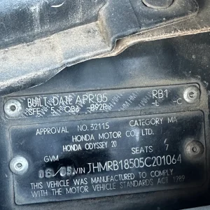 Honda Odessey 2005 Black Auto Petrol