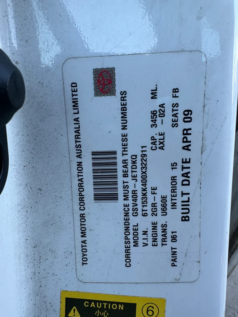 Toyota Aurion 2009 White Auto Petrol