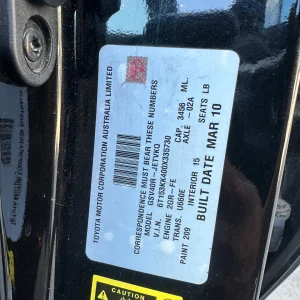 Toyota Aurion 2010 Black Auto Petrol