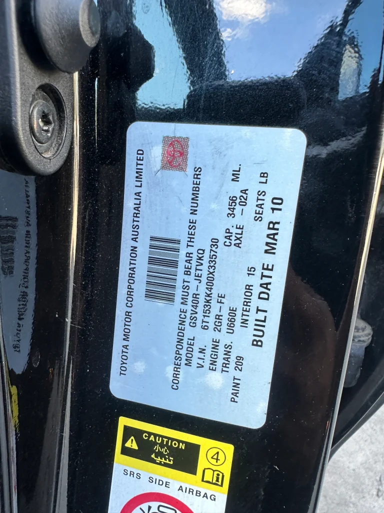 Toyota Aurion 2010 Black Auto Petrol