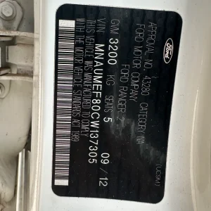 Ford Ranger 2012 White Man Diesel