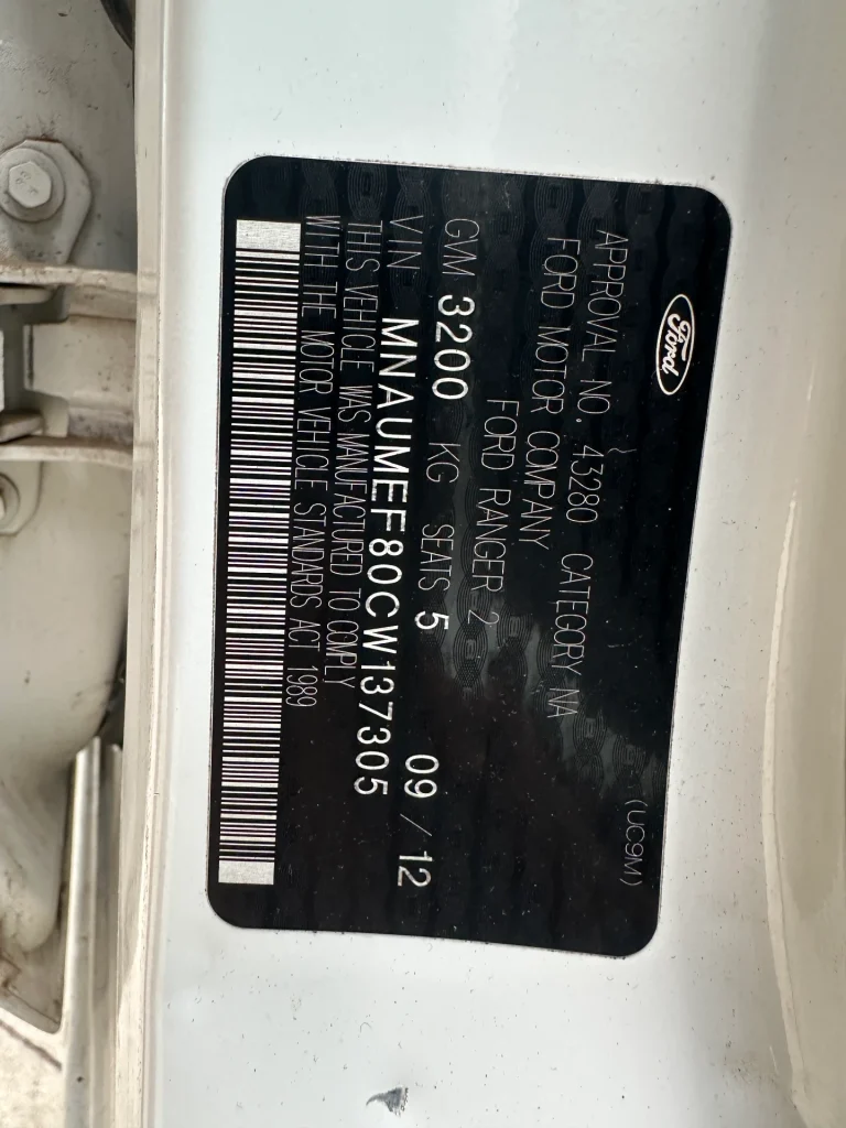 Ford Ranger 2012 White Man Diesel