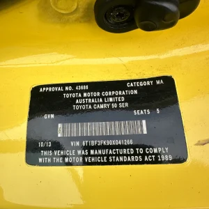 Toyota Camry 2013 Yellow Auto Petrol