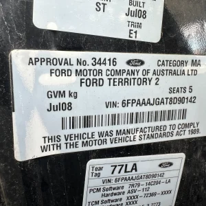 Ford Territory 2008 Black Auto Petrol