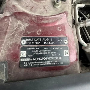 Honda Accord 2012 Red Auto Petrol