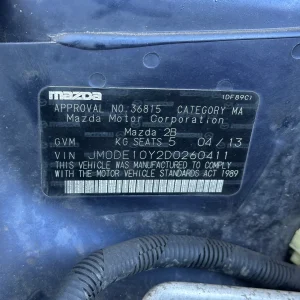 Mazda 2 2013 Blue Auto Petrol