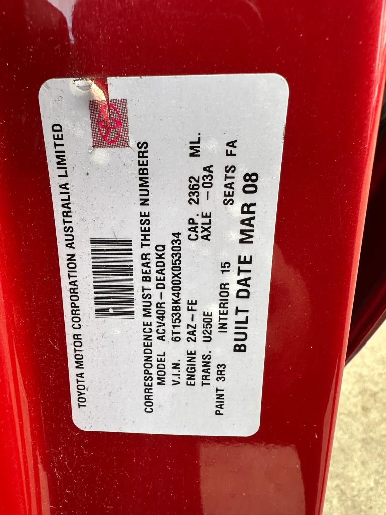 Toyota Camry 2008 Red Auto Petrol