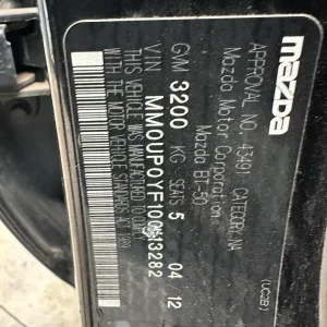 Mazda BT50 2012 Black Man Petrol