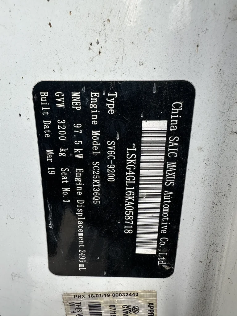 LDV V80 2019 White Auto Diesel