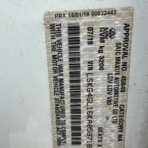 LDV V80 2019 White Auto Diesel