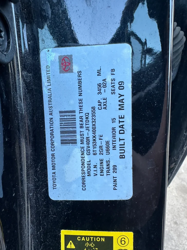 Toyota Aurion 2009 Black Auto Petrol