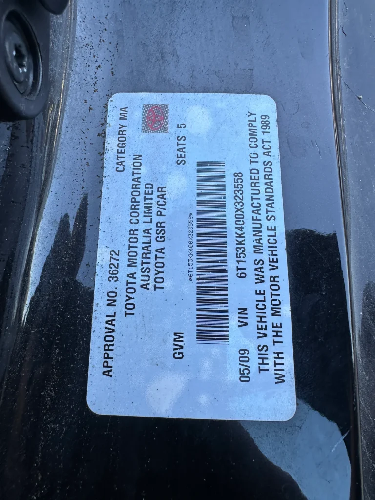 Toyota Aurion 2009 Black Auto Petrol