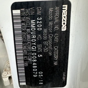 Mazda BT50 2018 White Man Diesel