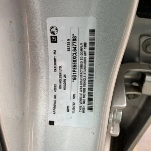 car wrecking HOLDEN CRUZE 2012