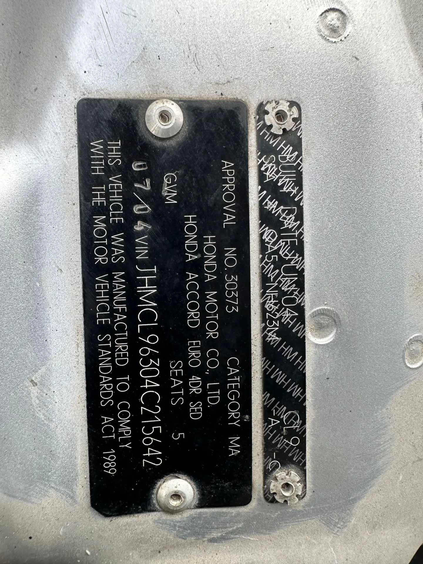 Honda Accord Euro 2004 Silver Auto Petrol