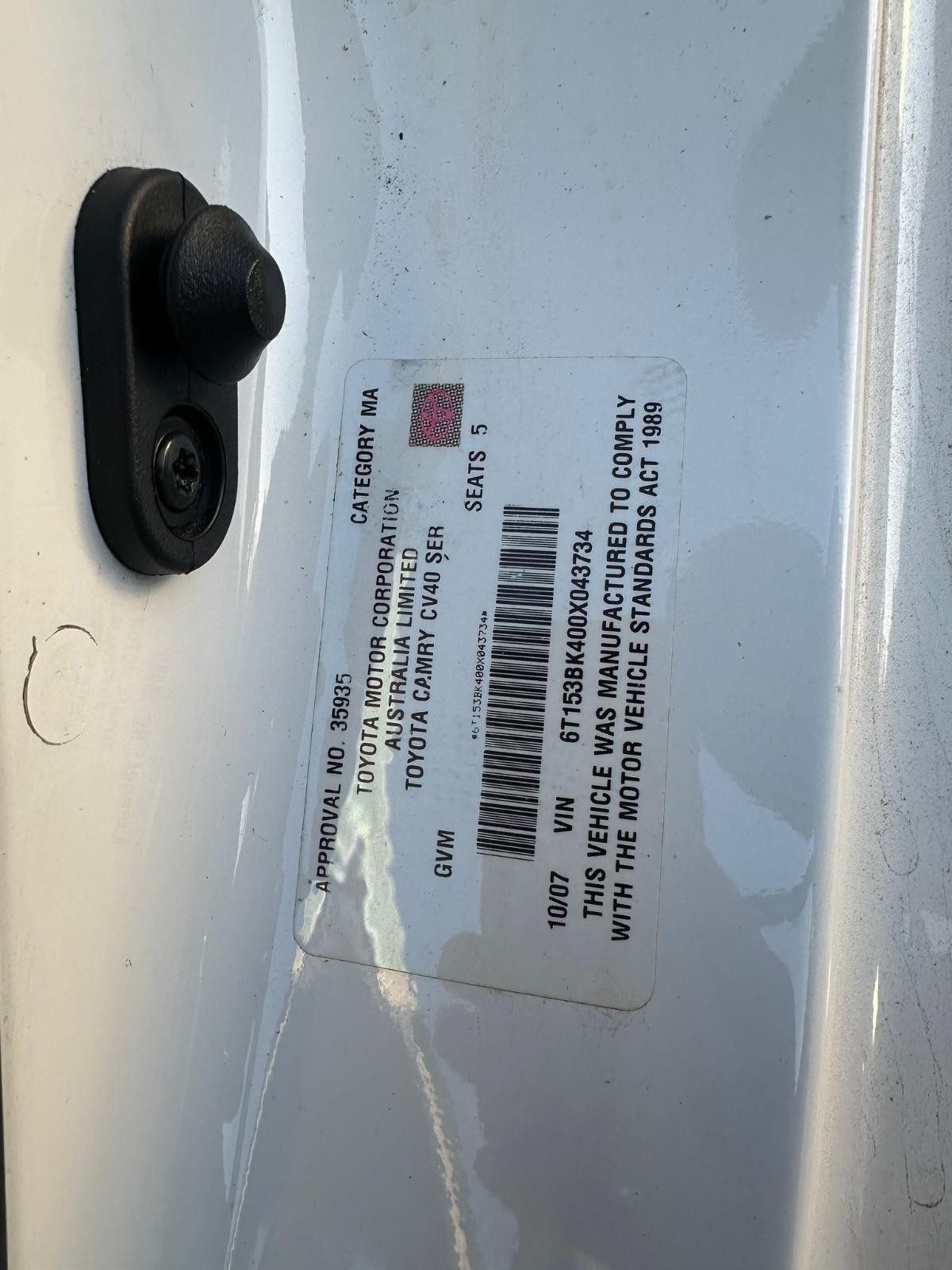 TOYOTA CAMRY ACV40 06/2006-11/2011 BOOTLID NON CAMERA WITH SPOILERED TYPE - Image 12